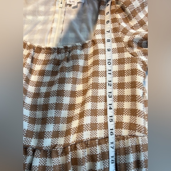 ByThe River,Gingham w/Gold Shimmer, Gathered Neck & Sleeves,Heavier,Size L - Picture 13 of 14